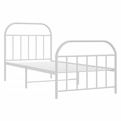 Metal Bed Frame without Mattress with Footboard White 90x190 cm