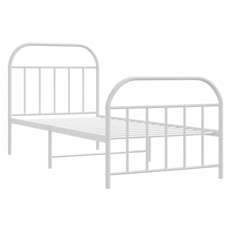 Metal Bed Frame without Mattress with Footboard White 90x190 cm