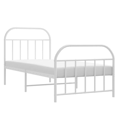 Metal Bed Frame without Mattress with Footboard White 90x190 cm