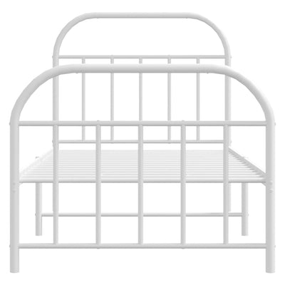 Metal Bed Frame without Mattress with Footboard White 90x190 cm