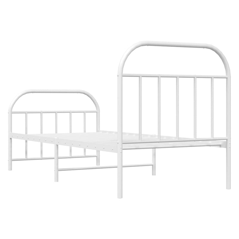 Metal Bed Frame without Mattress with Footboard White 90x190 cm