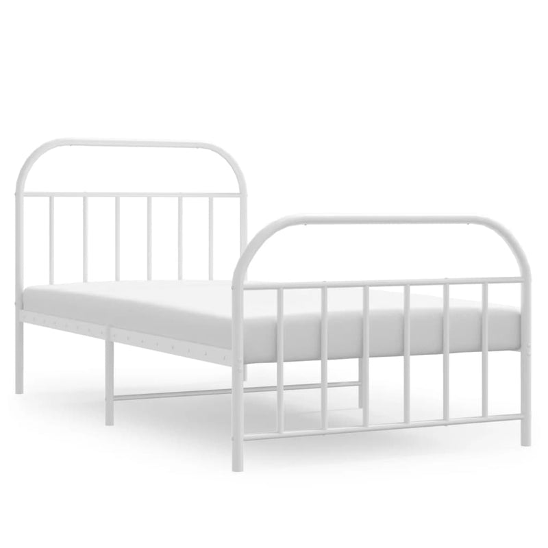 Metal Bed Frame without Mattress with Footboard White 107x203 cm King Single