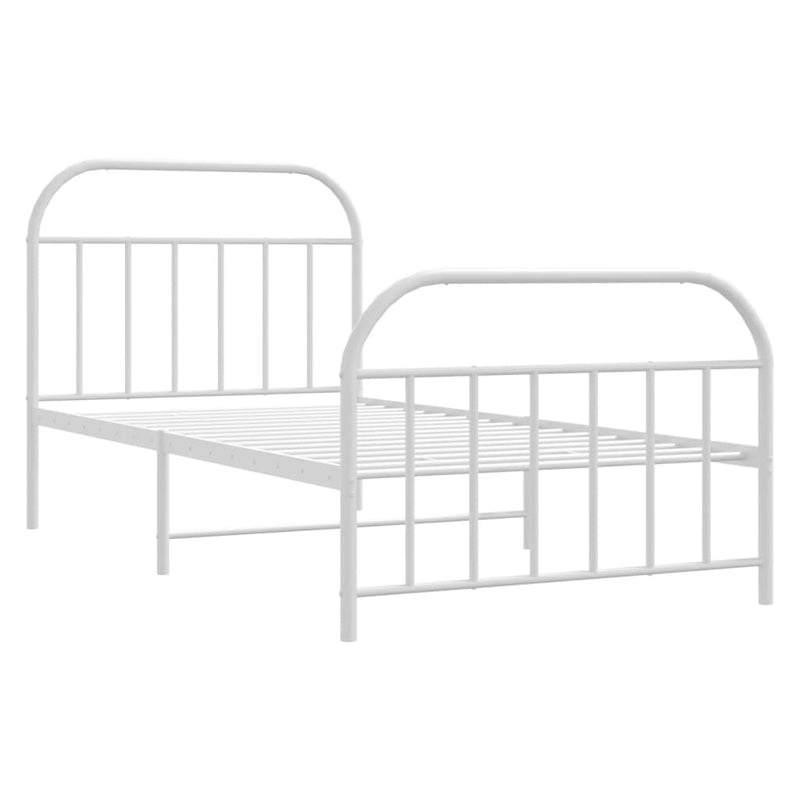 Metal Bed Frame without Mattress with Footboard White 107x203 cm King Single