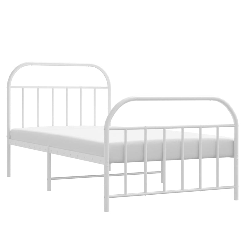 Metal Bed Frame without Mattress with Footboard White 107x203 cm King Single