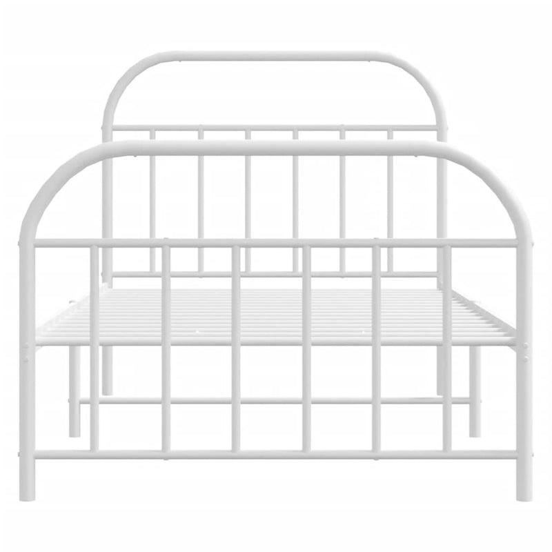 Metal Bed Frame without Mattress with Footboard White 107x203 cm King Single