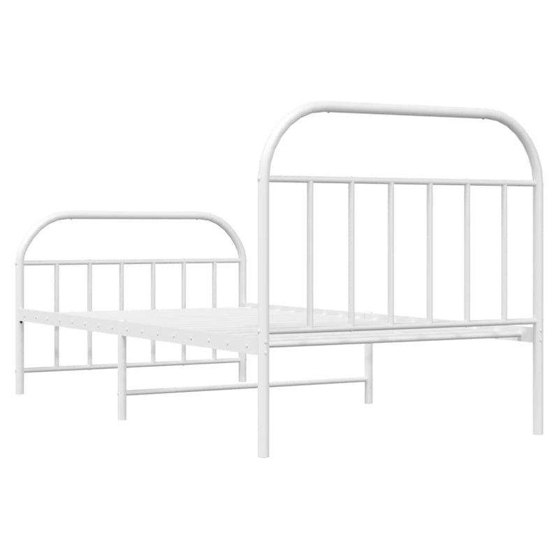 Metal Bed Frame without Mattress with Footboard White 107x203 cm King Single