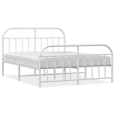 Metal Bed Frame without Mattress with Footboard White 150x200 cm