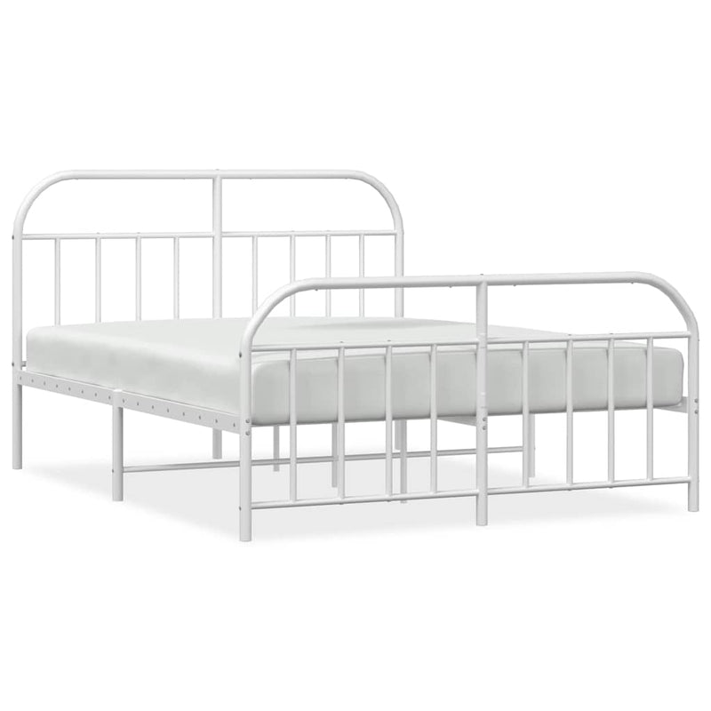 Metal Bed Frame without Mattress with Footboard White 150x200 cm