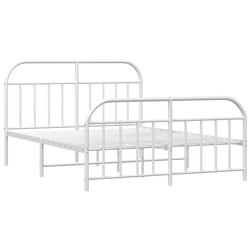 Metal Bed Frame without Mattress with Footboard White 150x200 cm