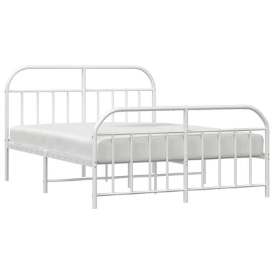 Metal Bed Frame without Mattress with Footboard White 150x200 cm