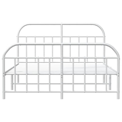 Metal Bed Frame without Mattress with Footboard White 150x200 cm