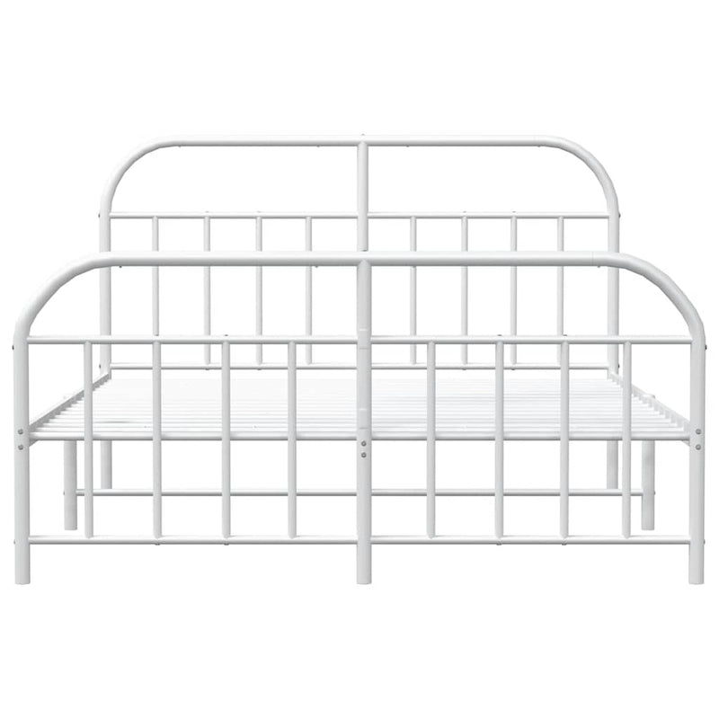 Metal Bed Frame without Mattress with Footboard White 150x200 cm