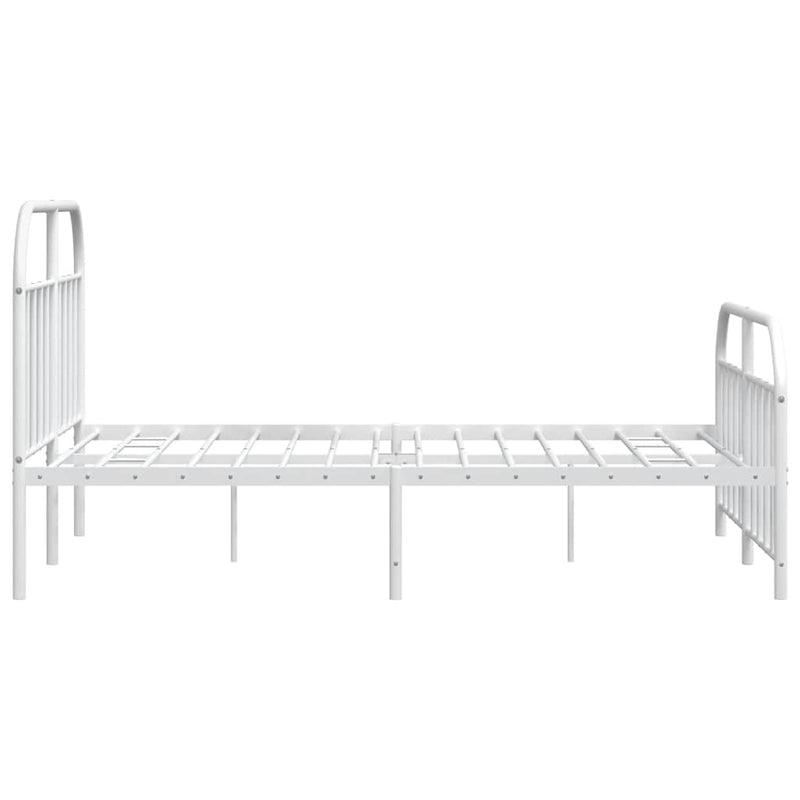 Metal Bed Frame without Mattress with Footboard White 150x200 cm