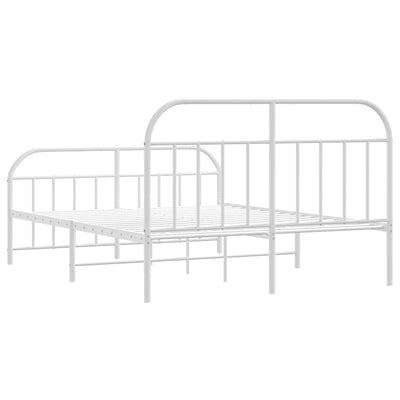 Metal Bed Frame without Mattress with Footboard White 150x200 cm