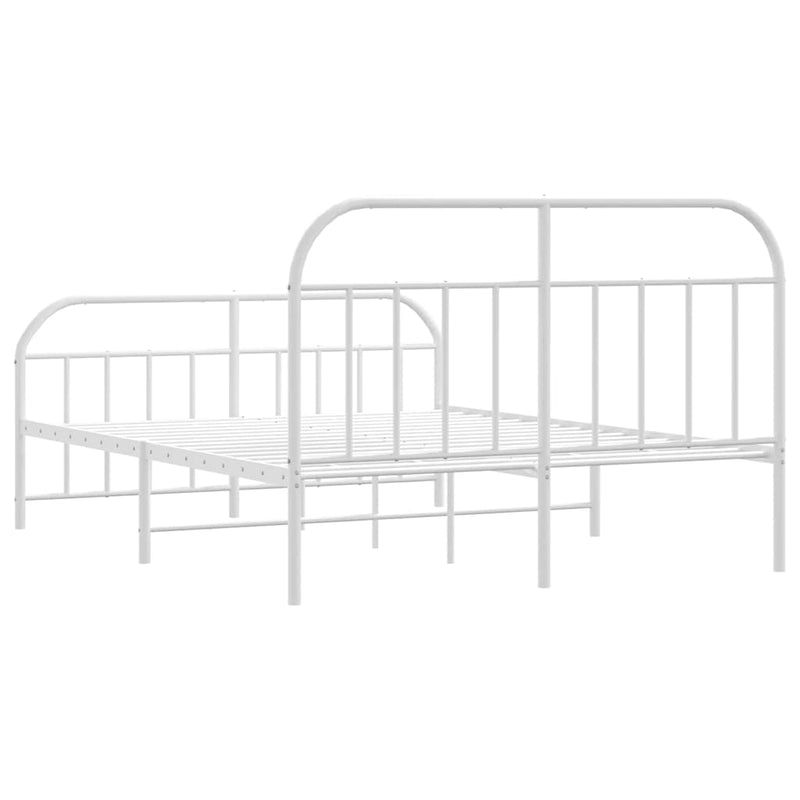 Metal Bed Frame without Mattress with Footboard White 150x200 cm