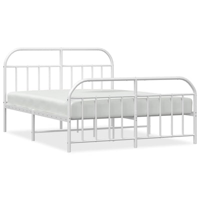 Metal Bed Frame without Mattress with Footboard White 183x203 cm King