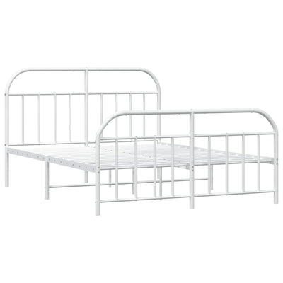 Metal Bed Frame without Mattress with Footboard White 183x203 cm King