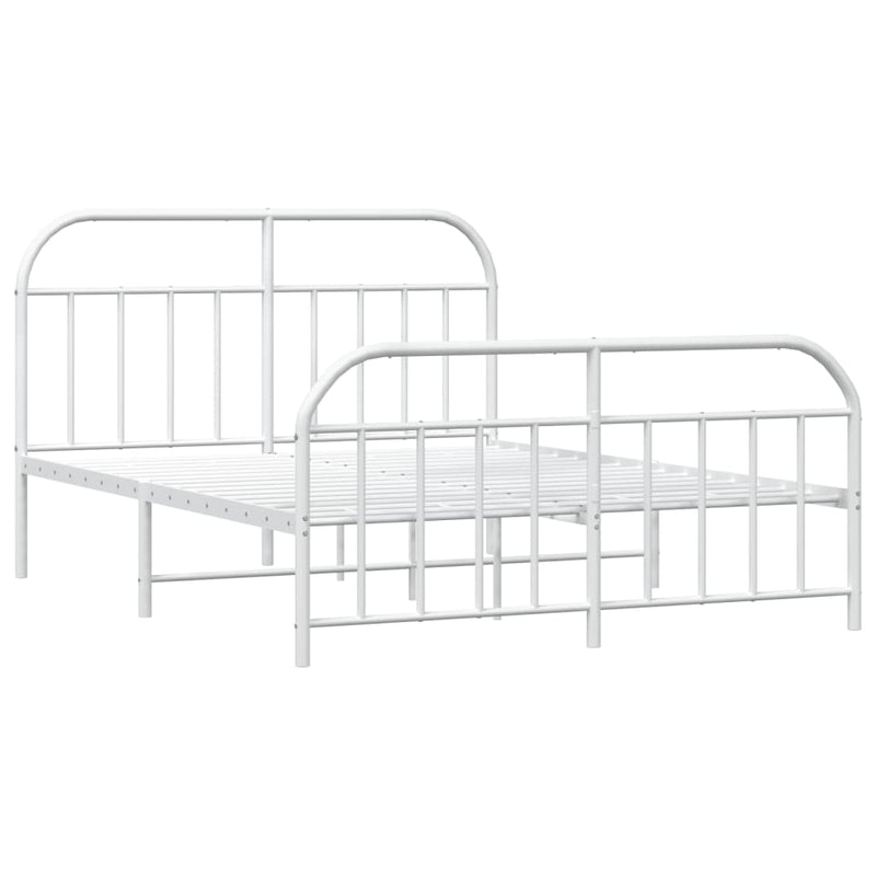 Metal Bed Frame without Mattress with Footboard White 183x203 cm King