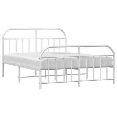 Metal Bed Frame without Mattress with Footboard White 183x203 cm King