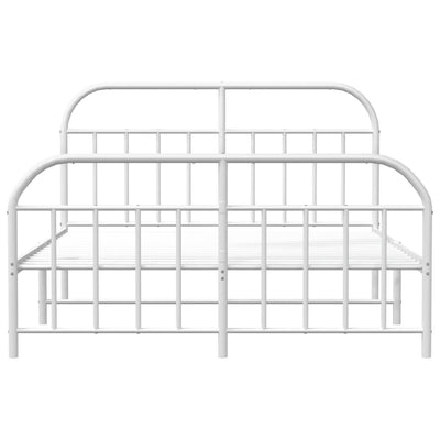 Metal Bed Frame without Mattress with Footboard White 183x203 cm King