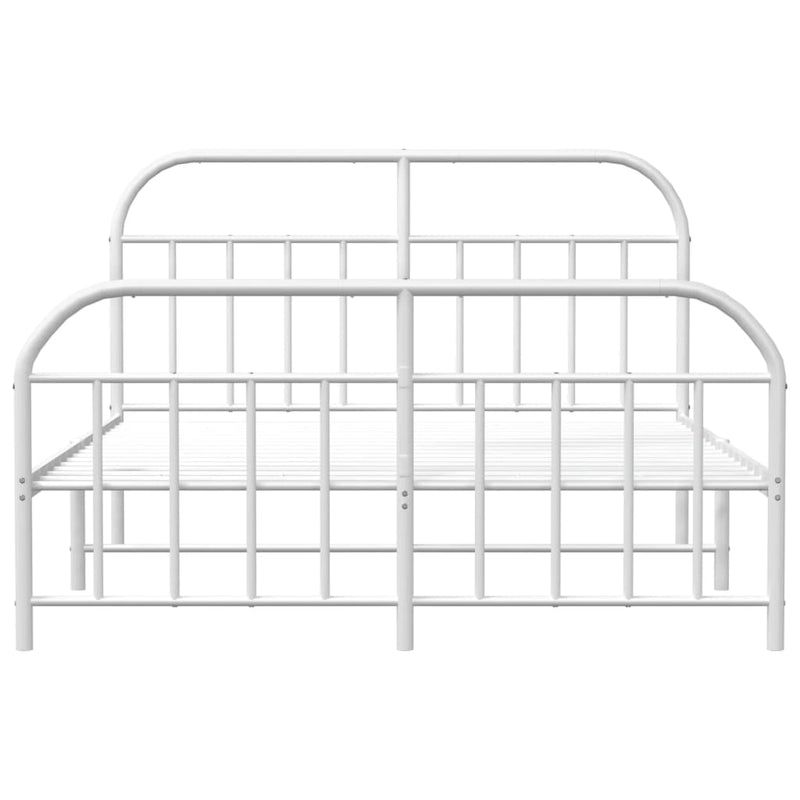 Metal Bed Frame without Mattress with Footboard White 183x203 cm King