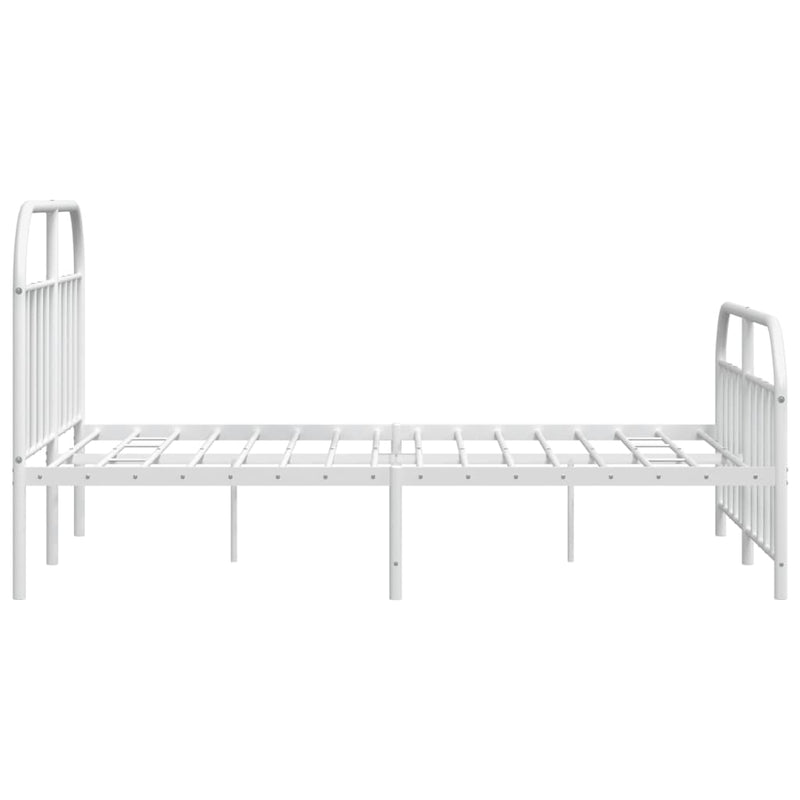 Metal Bed Frame without Mattress with Footboard White 183x203 cm King