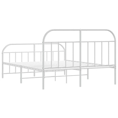 Metal Bed Frame without Mattress with Footboard White 183x203 cm King