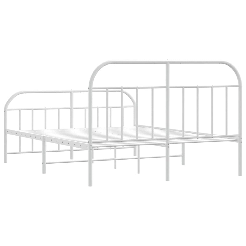 Metal Bed Frame without Mattress with Footboard White 183x203 cm King