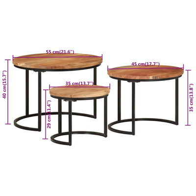 Nesting Tables 3 pcs Solid Wood Acacia