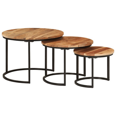 Nesting Tables 3 pcs Solid Wood Acacia