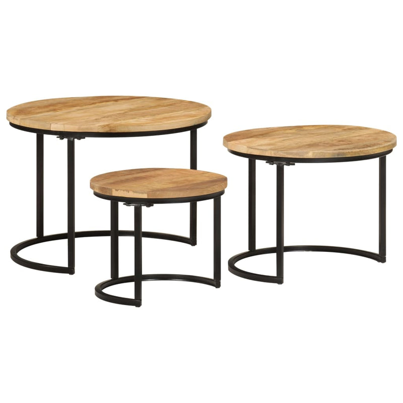 Nesting Tables 3 pcs Solid Rough Wood Mango