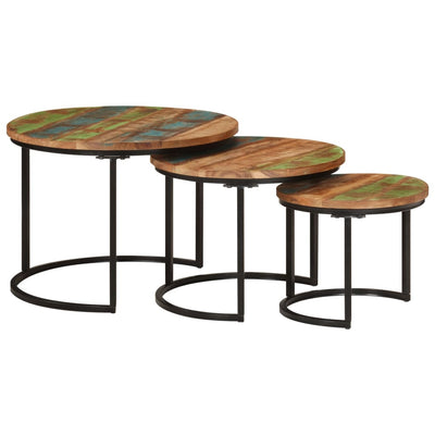 Nesting Tables 3 pcs Solid Wood Reclaimed