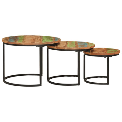 Nesting Tables 3 pcs Solid Wood Reclaimed