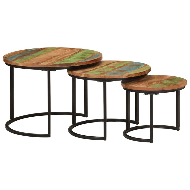 Nesting Tables 3 pcs Solid Wood Reclaimed