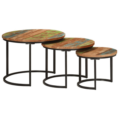 Nesting Tables 3 pcs Solid Wood Reclaimed