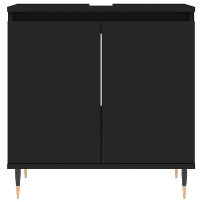 3 Piece Bathroom Cabinet Set Black Engineered Wood