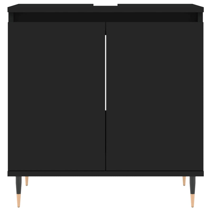 3 Piece Bathroom Cabinet Set Black Engineered Wood