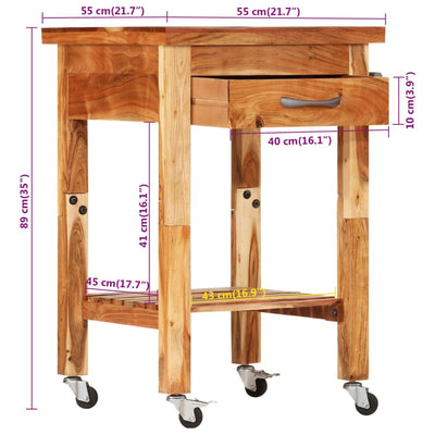 Kitchen Trolley 55x55x89 cm Solid Wood Acacia