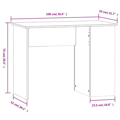 Desk Sonoma Oak 100x55x75 cm Engineered Wood