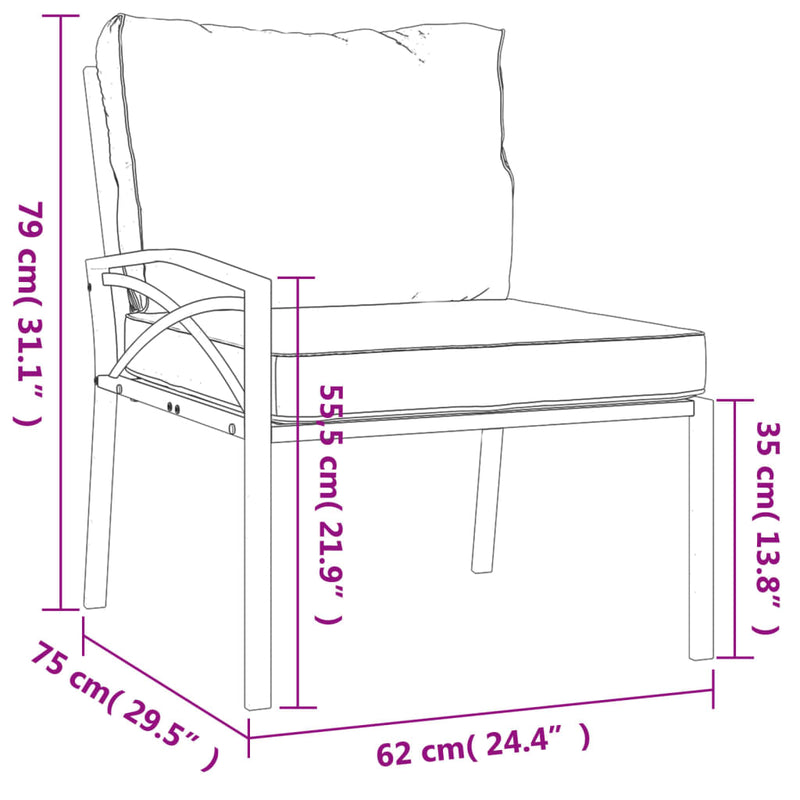 7 Piece Garden Lounge Set with Grey Cushions Steel