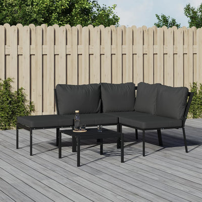 5 Piece Garden Lounge Set with Grey Cushions Steel