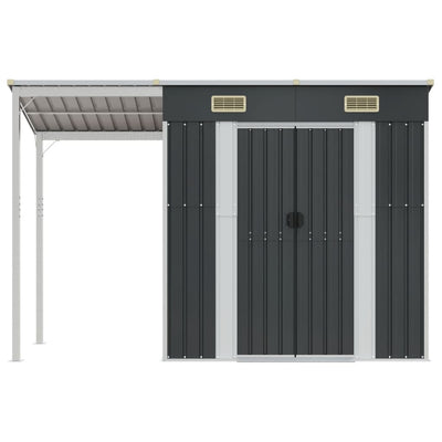 Garden Shed with Extended Roof Anthracite 277x110.5x181 cm Steel