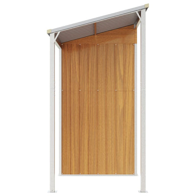 Garden Shed with Extended Roof Light Brown 277x110.5x181 cm Steel