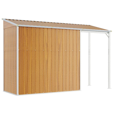 Garden Shed with Extended Roof Light Brown 277x110.5x181 cm Steel