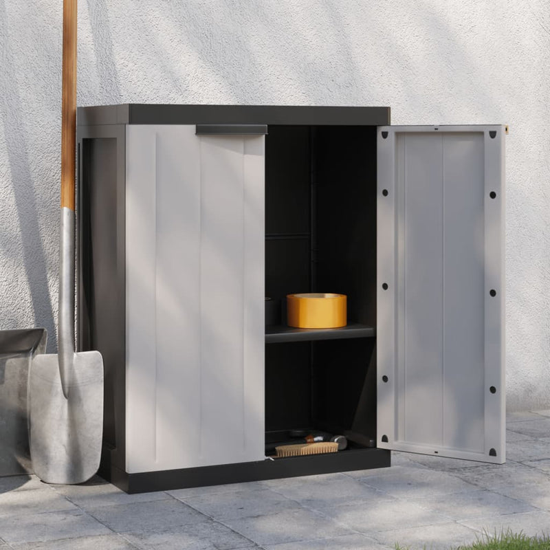 Outdoor Storage Cabinet Grey and Black 65x37x85 cm PP