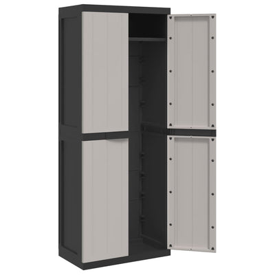 Outdoor Storage Cabinet Grey and Black 65x37x165 cm PP