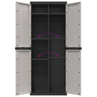 Outdoor Storage Cabinet Grey and Black 65x37x165 cm PP