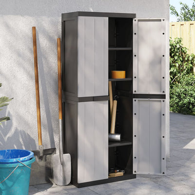 Outdoor Storage Cabinet Grey and Black 65x37x165 cm PP