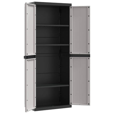 Outdoor Storage Cabinet Grey and Black 65x37x165 cm PP