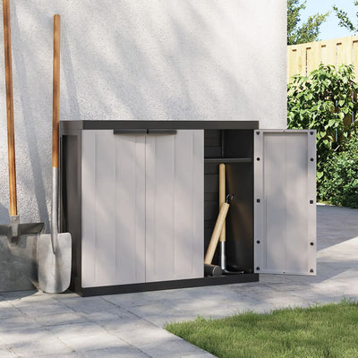 Outdoor Storage Cabinet Grey and Black 97x37x85 cm PP